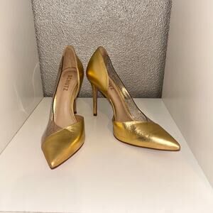 Schutz Cyndi Ann Gold & Glitter Chelsie Glam Disco Up Town Old Money Pump